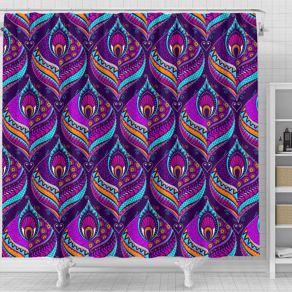 Bohemian Purple Pattern Print Bathroom Shower Curtain-grizzshop