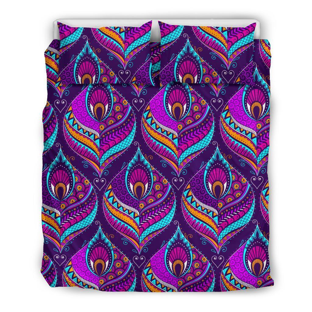 Bohemian Purple Pattern Print Duvet Cover Bedding Set-grizzshop