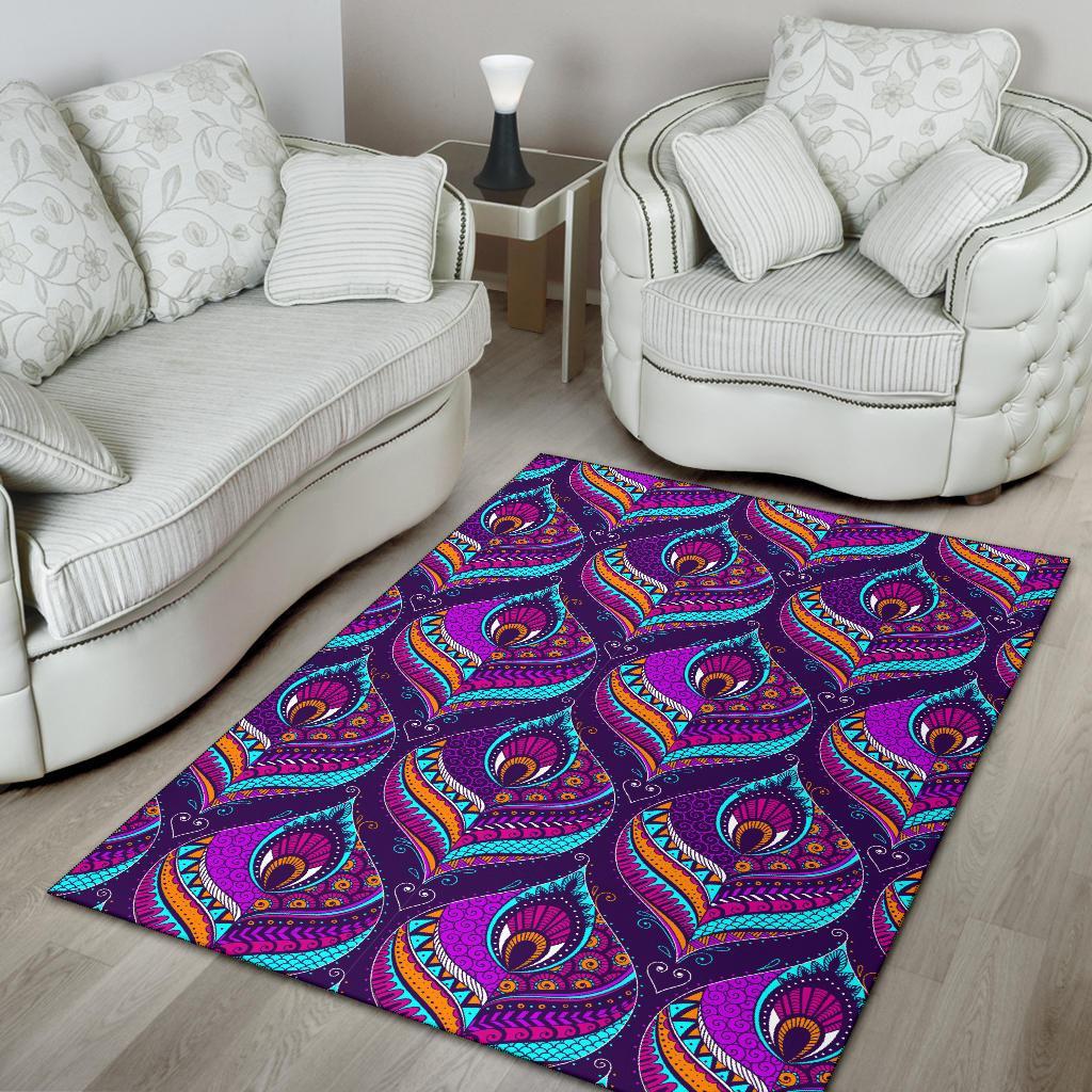 Bohemian Purple Pattern Print Floor Mat-grizzshop