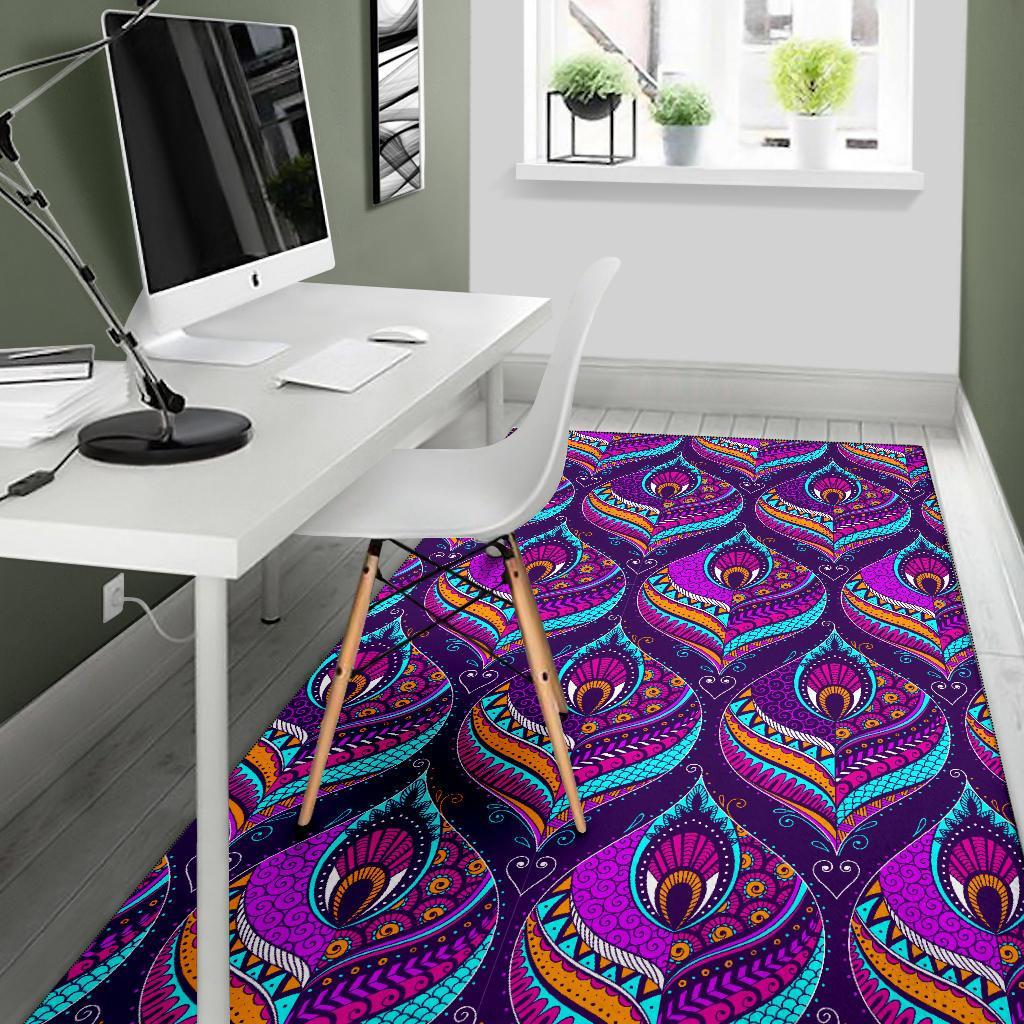 Bohemian Purple Pattern Print Floor Mat-grizzshop