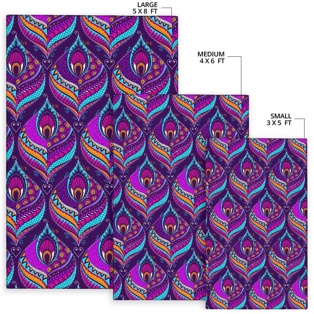 Bohemian Purple Pattern Print Floor Mat-grizzshop