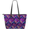 Bohemian Purple Pattern Print Leather Tote Bag-grizzshop