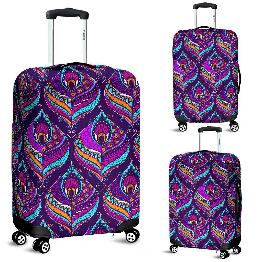 Bohemian Purple Pattern Print Luggage Cover Protector-grizzshop