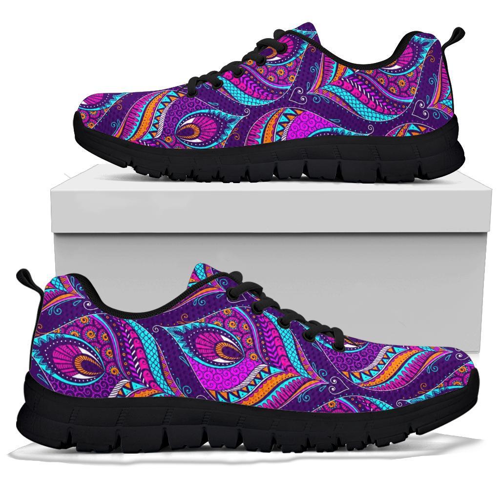 Bohemian Purple Pattern Print Sneaker Shoes For Men Women-grizzshop