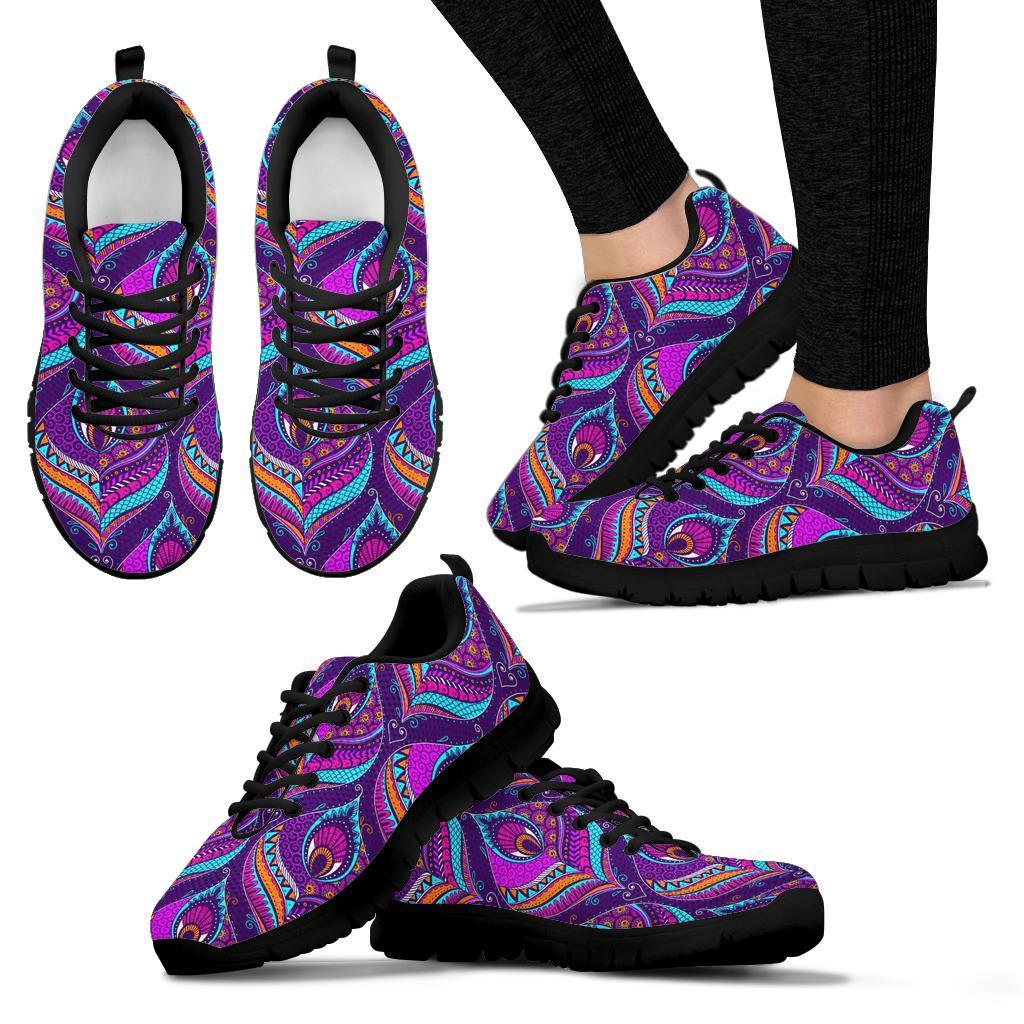 Bohemian Purple Pattern Print Sneaker Shoes For Men Women-grizzshop