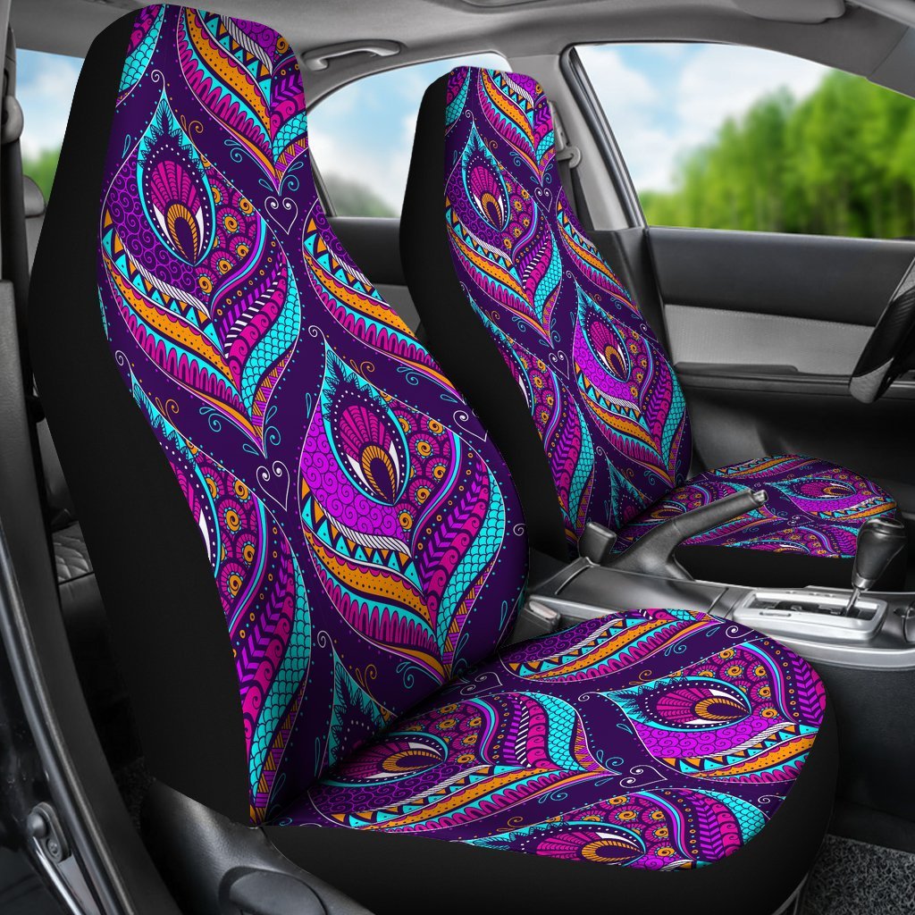 Bohemian Purple Pattern Print Universal Fit Car Seat Covers-grizzshop