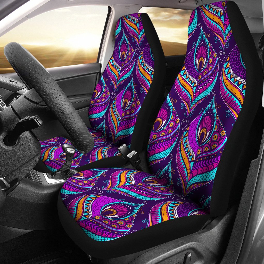 Bohemian Purple Pattern Print Universal Fit Car Seat Covers-grizzshop