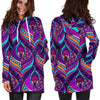 Bohemian Purple Pattern Print Women Hoodie Dress-grizzshop