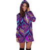 Bohemian Purple Pattern Print Women Hoodie Dress-grizzshop