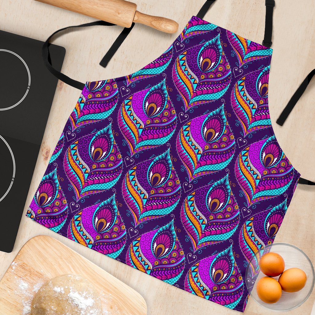 Bohemian Purple Pattern Print Women's Apron-grizzshop