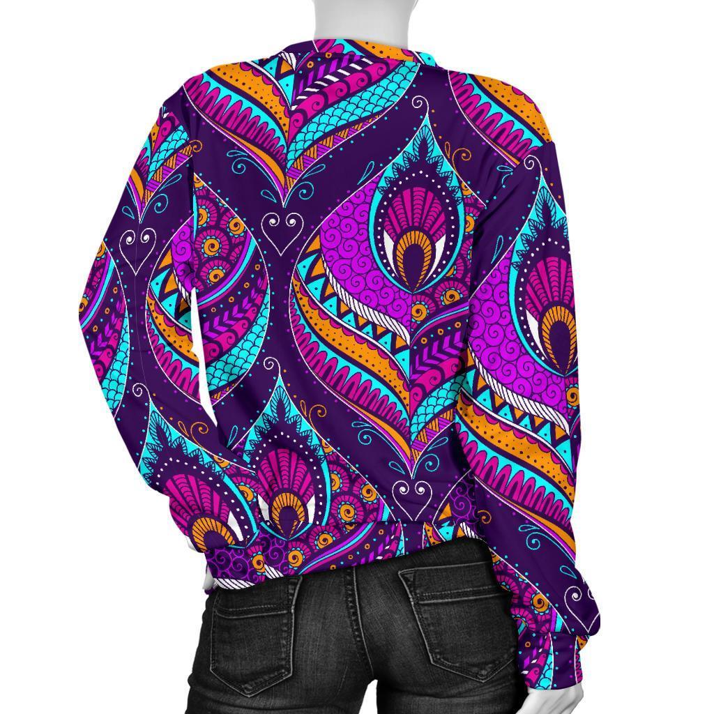 Bohemian Purple Pattern Print Women's Sweatshirt-grizzshop