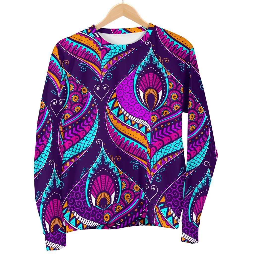 Bohemian Purple Pattern Print Women's Sweatshirt-grizzshop