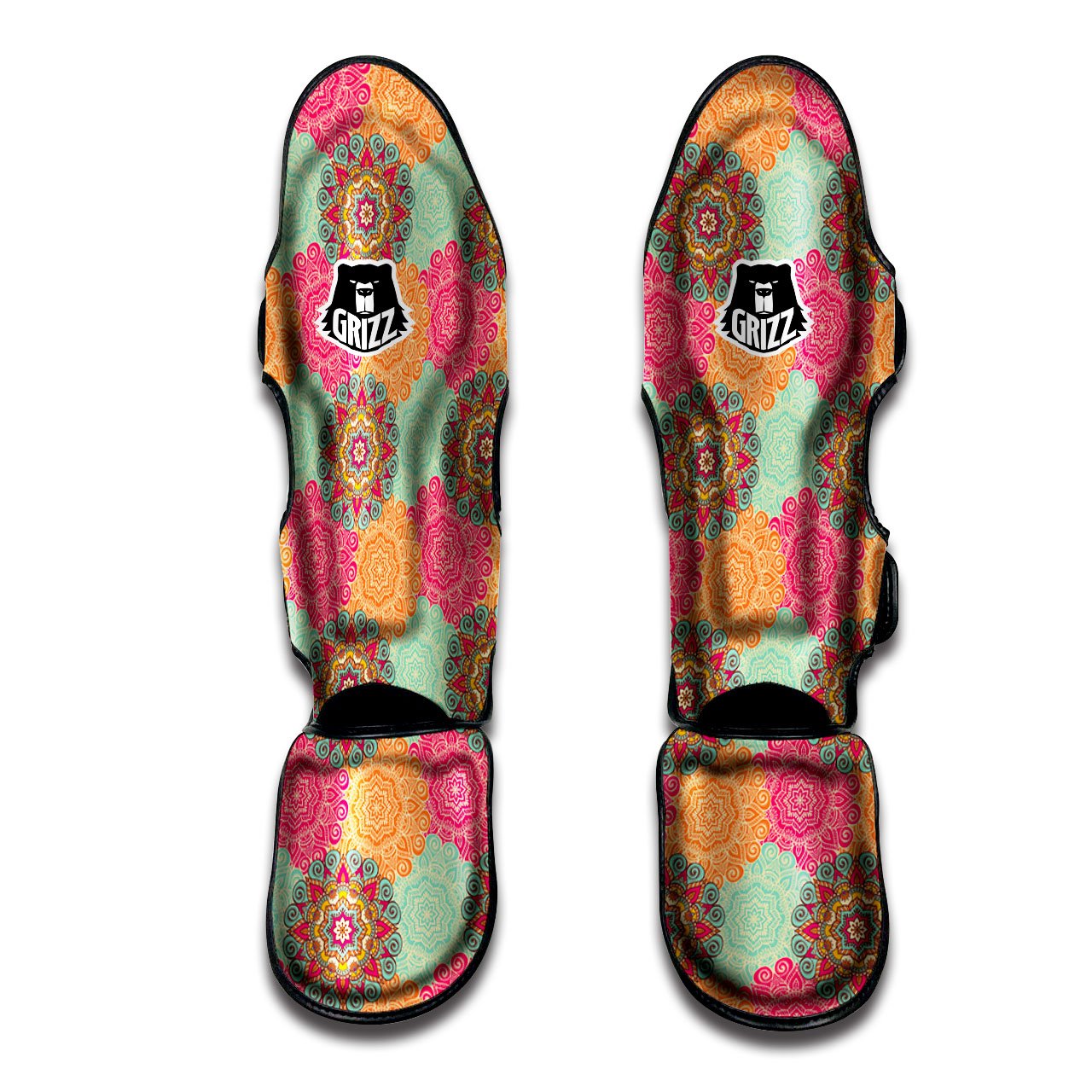 Bohemian Sangria Mandala Print Pattern Muay Thai Shin Guards-grizzshop