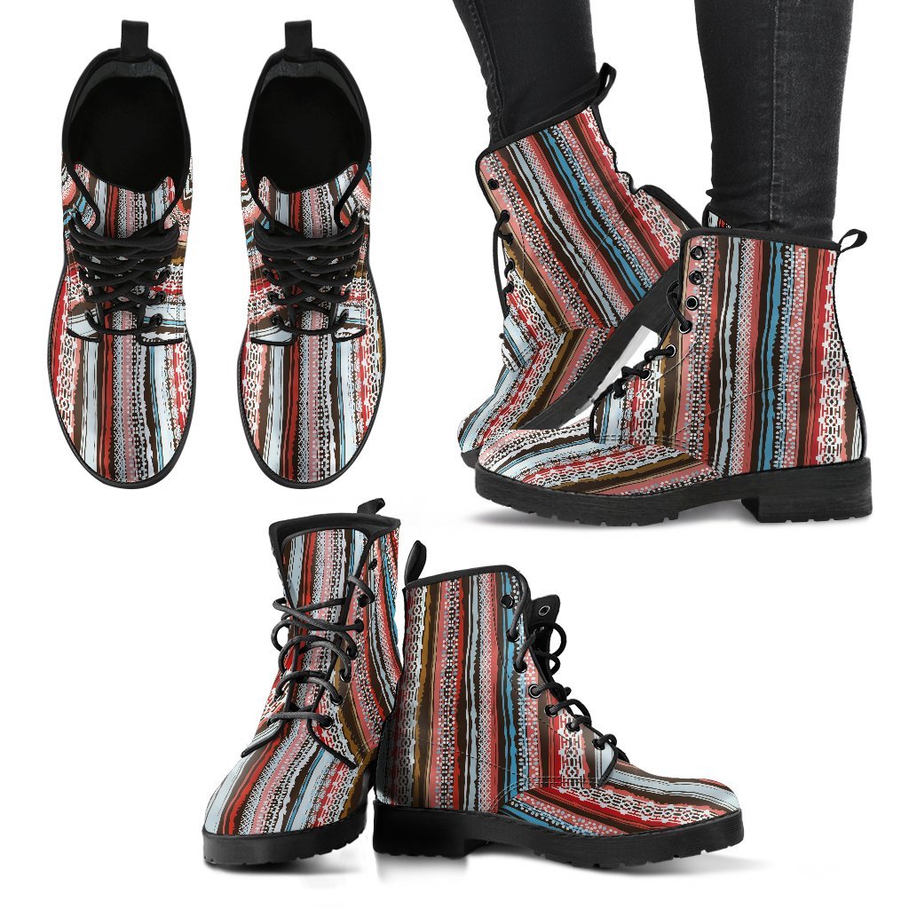 Bohemian Stripe Women's Leather Boots-grizzshop