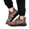 Bohemian Tangerine Floral Print Pattern Black Athletic Shoes-grizzshop