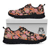 Bohemian Tangerine Floral Print Pattern Black Sneaker-grizzshop