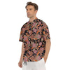 Bohemian Tangerine Floral Print Pattern Men's Short Sleeve Shirts-grizzshop