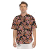 Bohemian Tangerine Floral Print Pattern Men's Short Sleeve Shirts-grizzshop