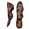 Bohemian Tangerine Floral Print Pattern Muay Thai Shin Guards-grizzshop