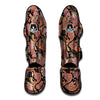 Bohemian Tangerine Floral Print Pattern Muay Thai Shin Guards-grizzshop