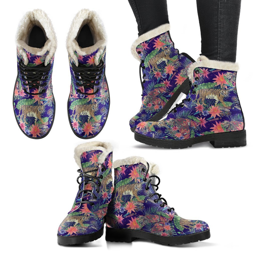 Bohemian Tiger Pattern Print Comfy Winter Boots-grizzshop