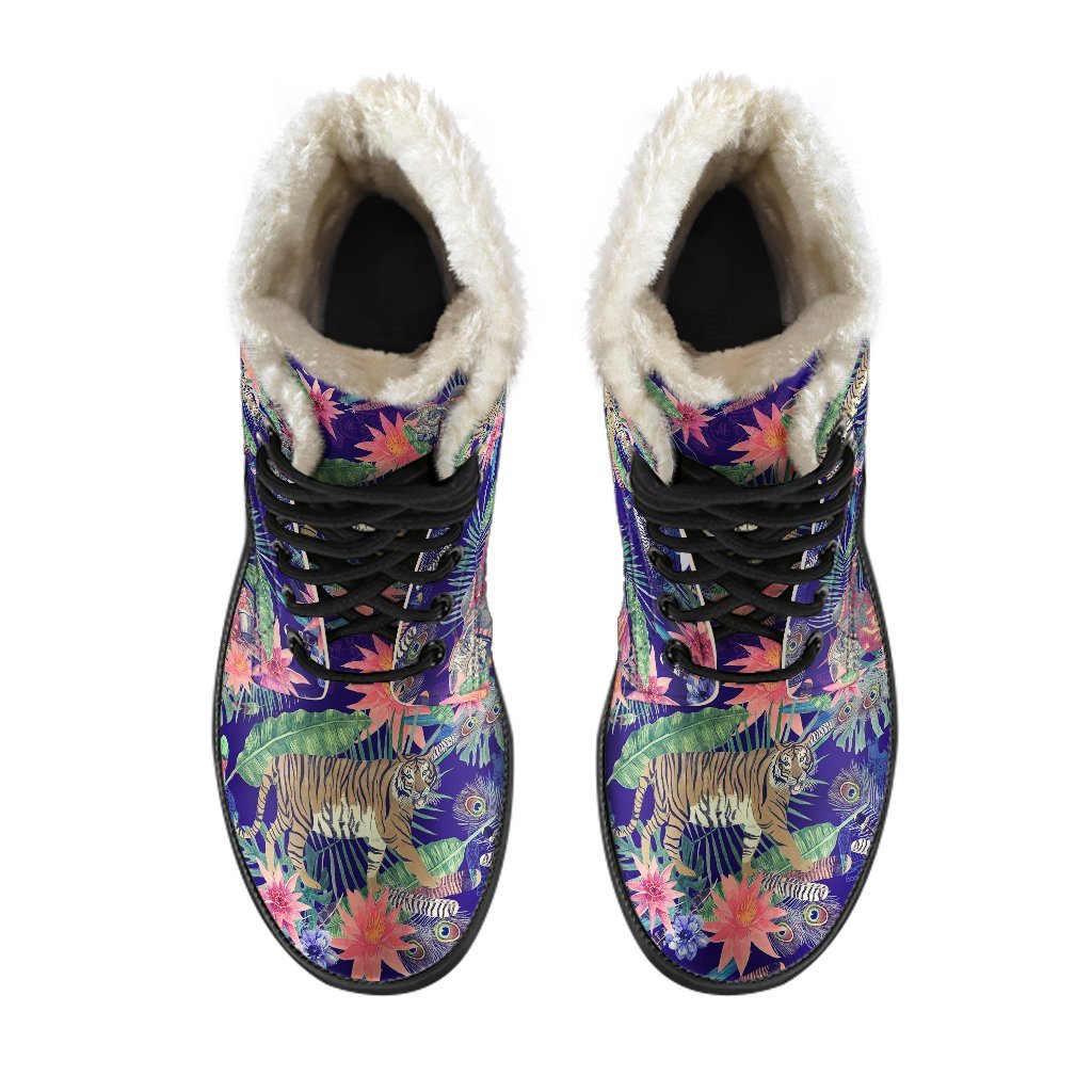 Bohemian Tiger Pattern Print Comfy Winter Boots-grizzshop