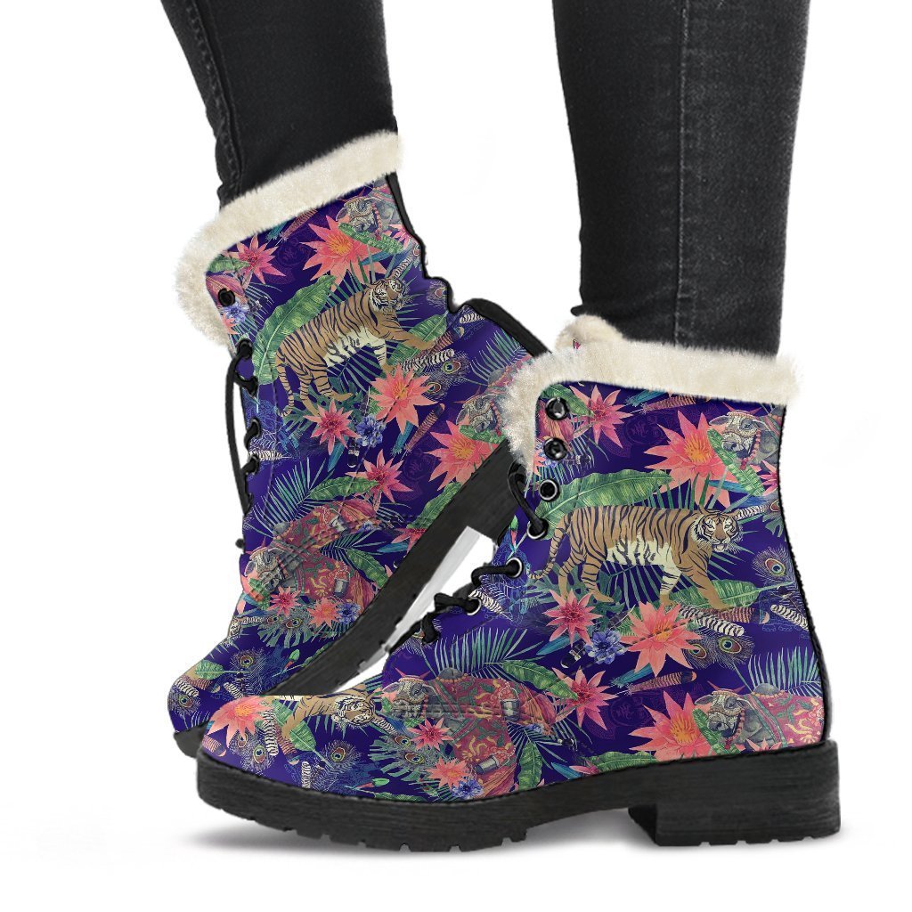 Bohemian Tiger Pattern Print Comfy Winter Boots-grizzshop