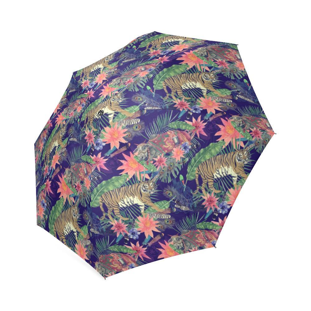 Bohemian Tiger Pattern Print Foldable Umbrella-grizzshop