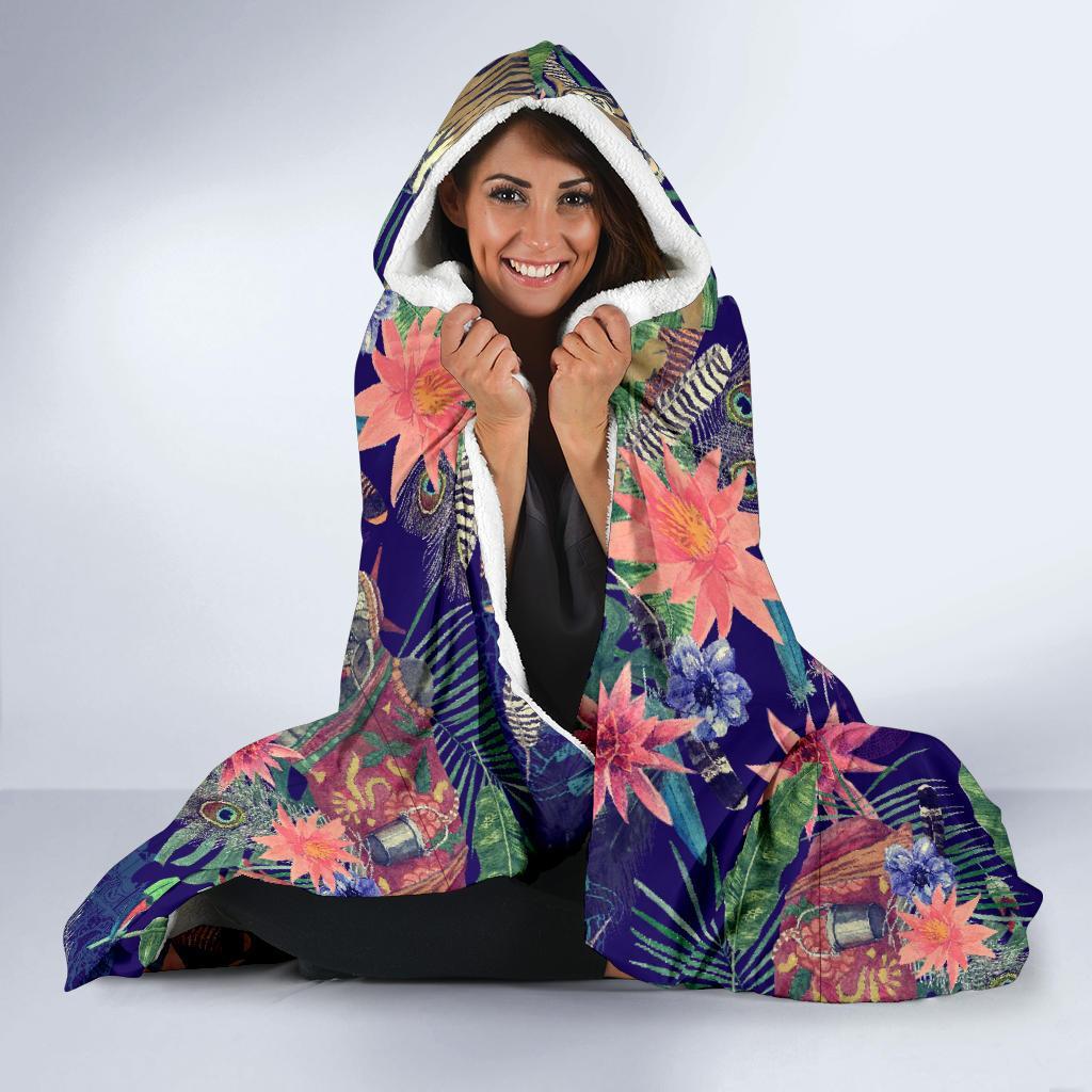 Bohemian Tiger Pattern Print Hooded Blanket-grizzshop