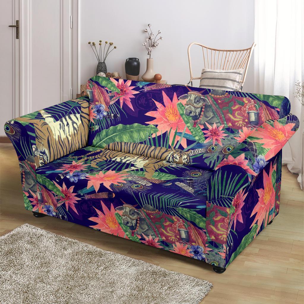 Bohemian Tiger Pattern Print Loveseat Cover-grizzshop