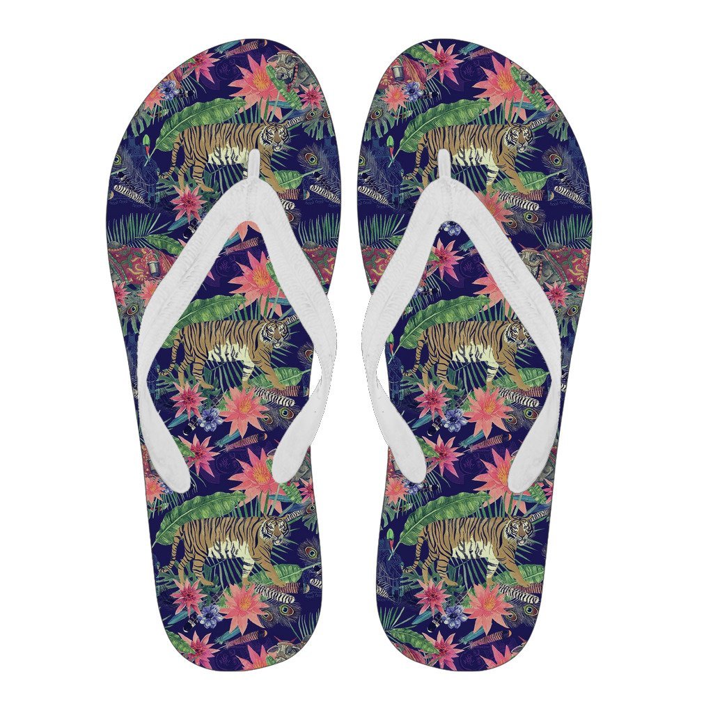 Bohemian Tiger Pattern Print Men & Women Flip Flops-grizzshop