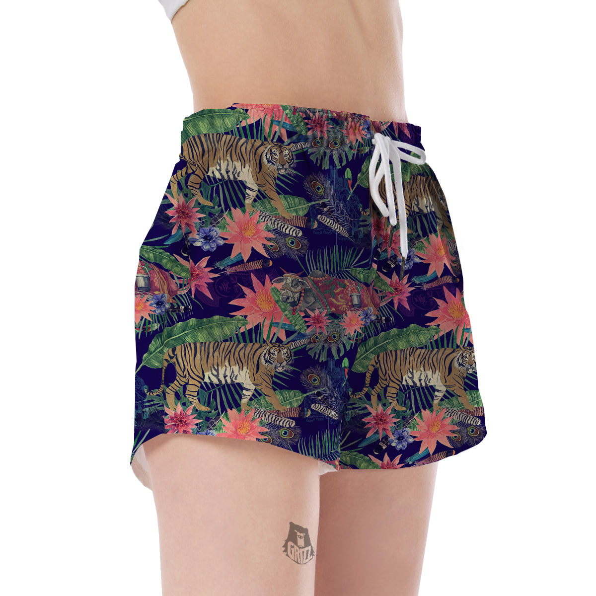 Bohemian Tiger Pattern Print Women's Shorts-grizzshop