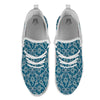 Bohemian Turquoise Floral Print Pattern White Athletic Shoes-grizzshop