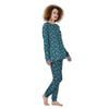 Bohemian Turquoise Floral Print Pattern Women's Pajamas-grizzshop