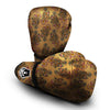Bohemian Umber Floral Print Pattern Boxing Gloves-grizzshop