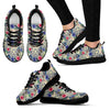 Bohemian White Tiger Pattern Print Black Sneaker Shoes For Men Women-grizzshop