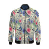 Bohemian White Tiger Pattern Print Men's Bomber Jacket-grizzshop