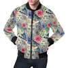 Bohemian White Tiger Pattern Print Men's Bomber Jacket-grizzshop