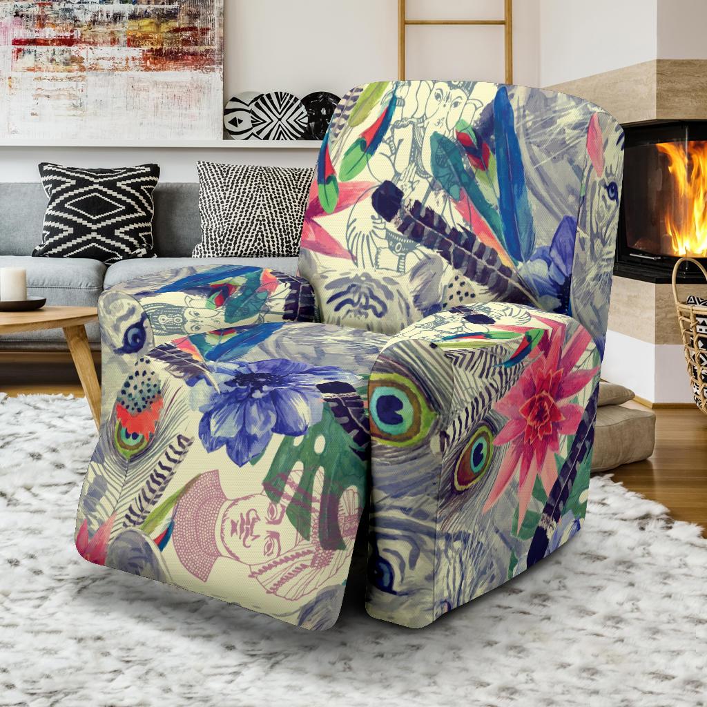 Bohemian White Tiger Pattern Print Recliner Cover-grizzshop