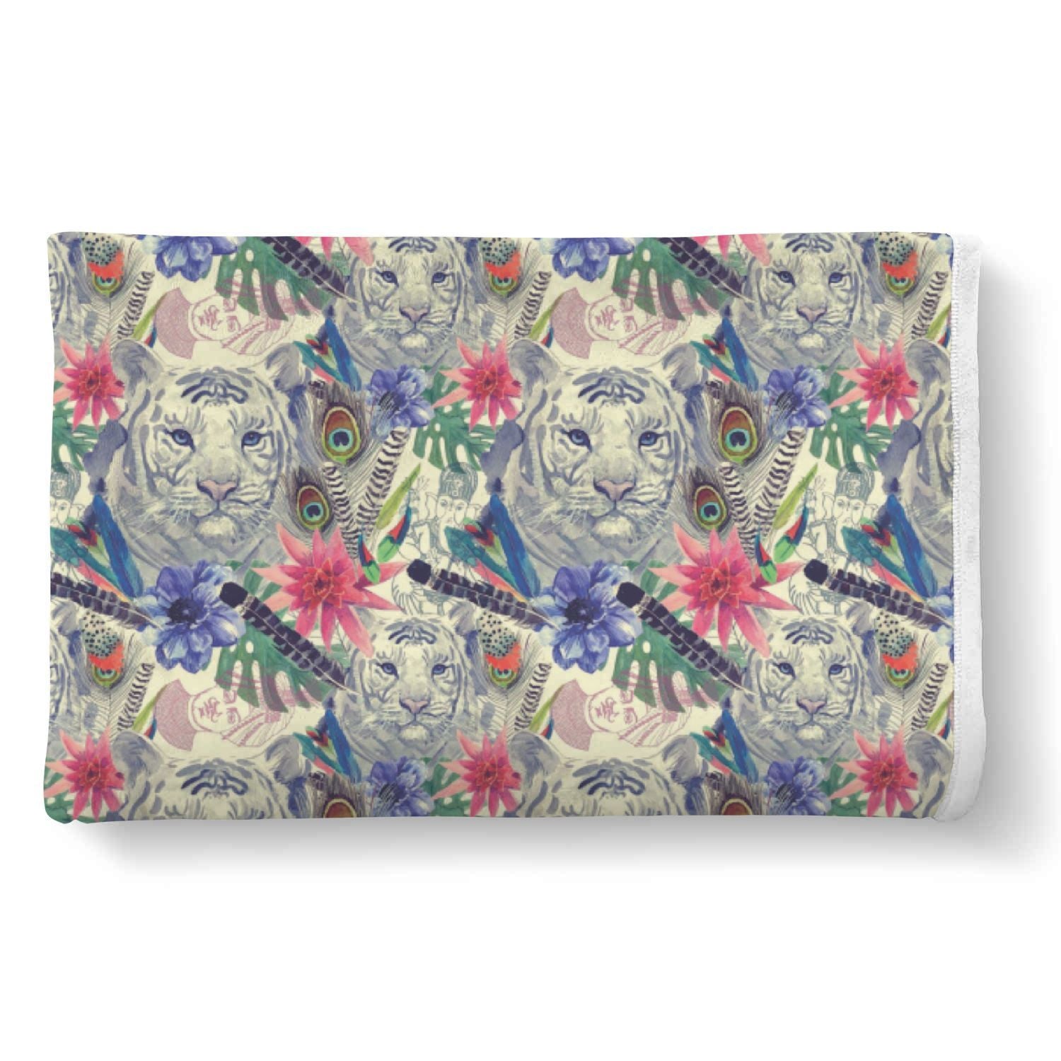 Bohemian White Tiger Pattern Print Throw Blanket-grizzshop