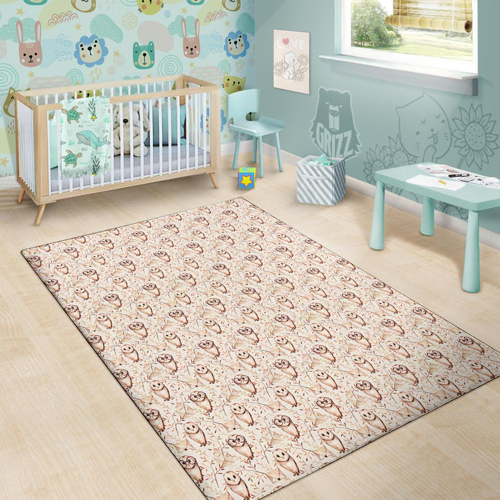 Boho Cute Owl Print Pattern Floor Mat-grizzshop