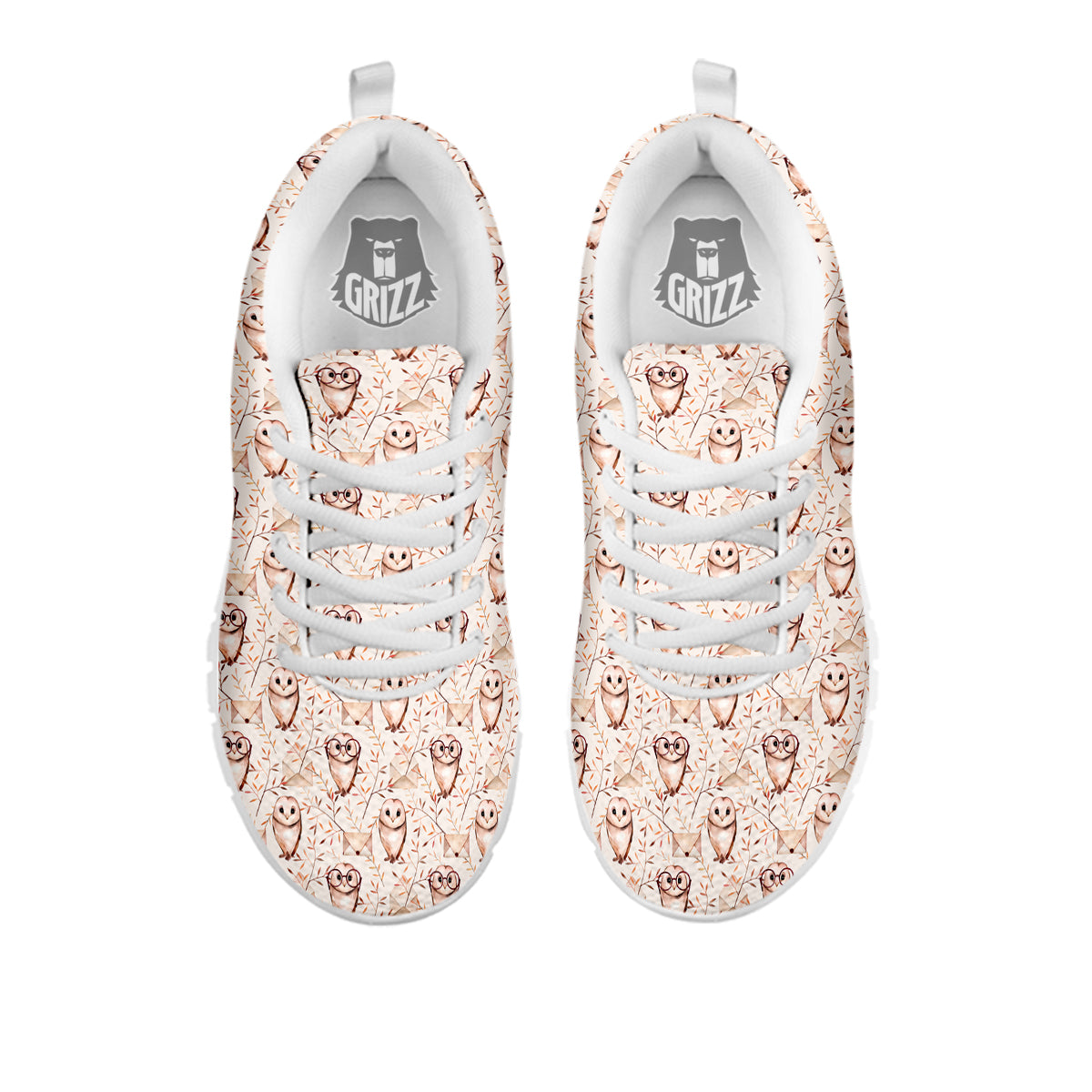 Boho Cute Owl Print Pattern White Sneaker-grizzshop