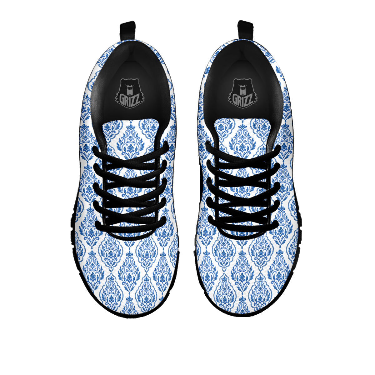 Boho Damask Print Pattern Black Sneaker-grizzshop
