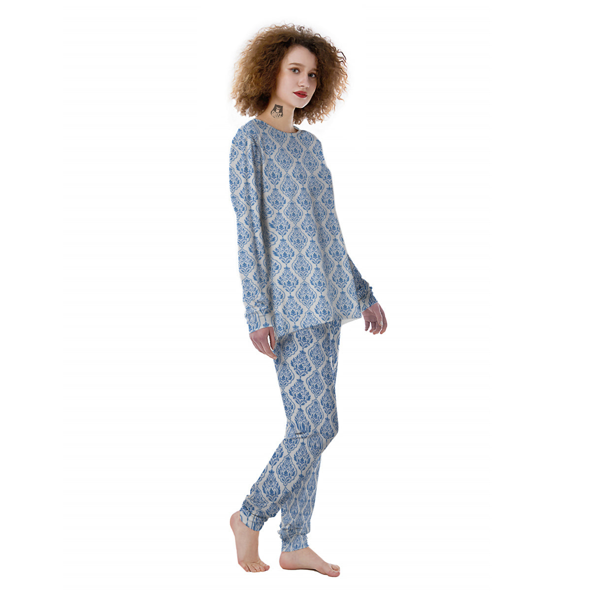 Boho Damask Print Pattern Women's Pajamas-grizzshop