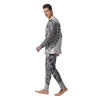 Boho Elephant White And Black Print Men's Pajamas-grizzshop