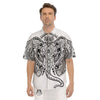 Boho Elephant White And Black Print Men's Short Sleeve Shirts-grizzshop