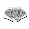 Boho Elephant White And Black Print Muay Thai Boxing Shorts-grizzshop