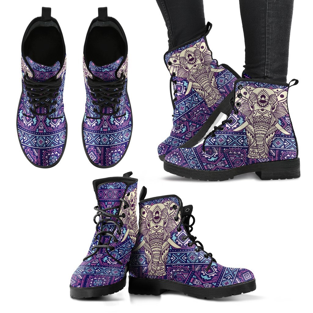 Boho Elephant Women's Leather Boots-grizzshop