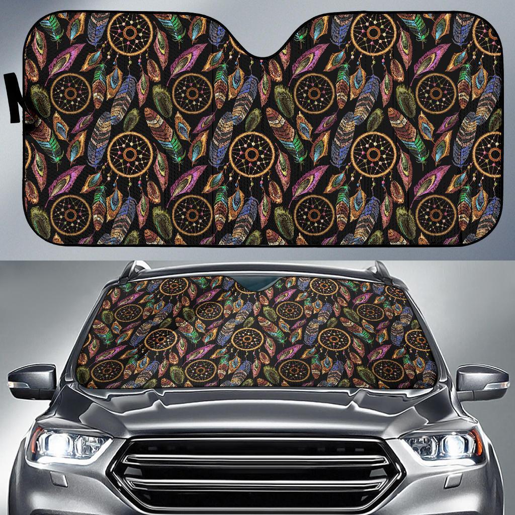 Boho Peacock Dream Catcher Feather Car Sun Shade-grizzshop