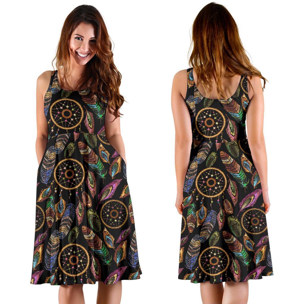 Boho Peacock Dream Catcher Feather Dress-grizzshop